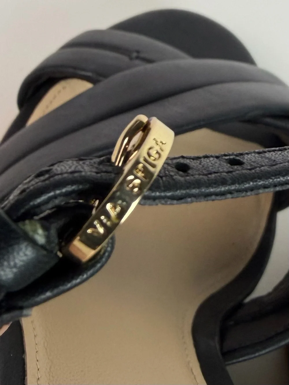 Via Spiga Inna 8 Black Leather Open Toe Woven Espadrille Platform Wedge Sandals